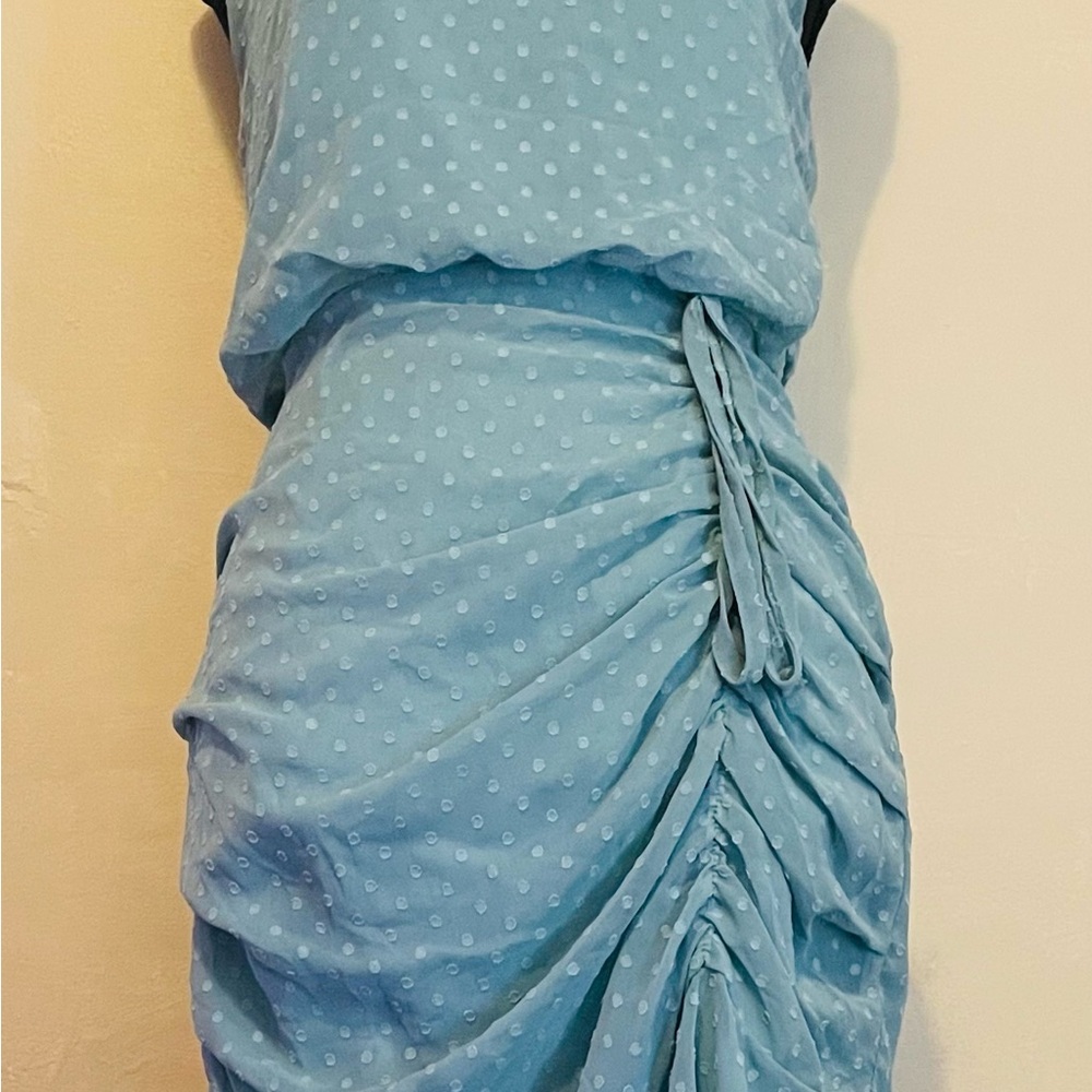 Elegant Blue Polka Dot Dress